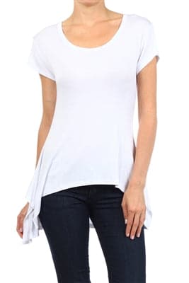 Wholesale Short Sleeve Hi Low Top  White - Pack of 6