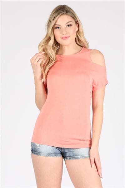 Cold Shoulder Rayon Top Coral - Pack of 6