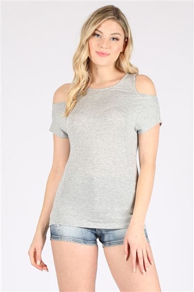 Cold Shoulder Rayon Top Heather Gray - Pack of 6