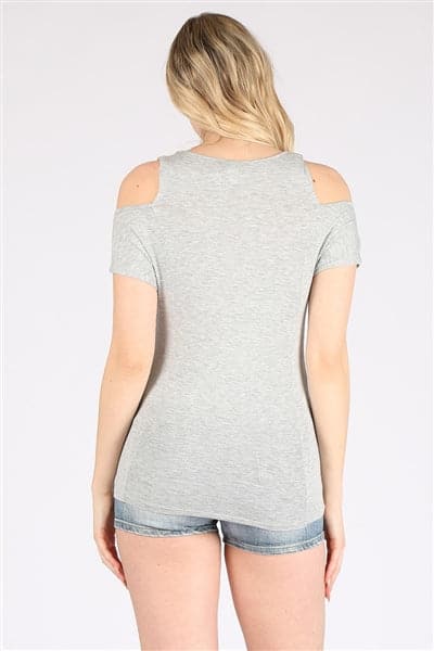 Cold Shoulder Rayon Top Heather Gray - Pack of 6