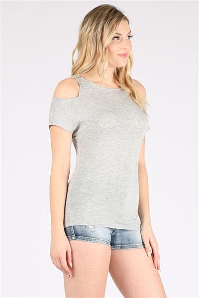 Cold Shoulder Rayon Top Heather Gray - Pack of 6