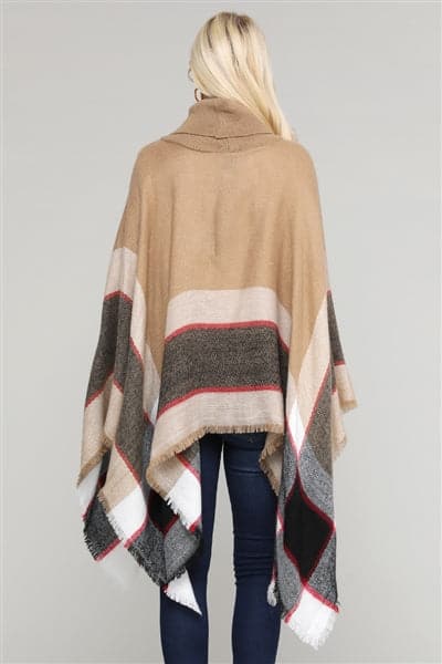 Women Pull Over Color-Blocked Poncho Beige - Pack of 6