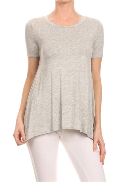 Solid Short Sleeve Loose Fit Tunic Gray - Pack of 6