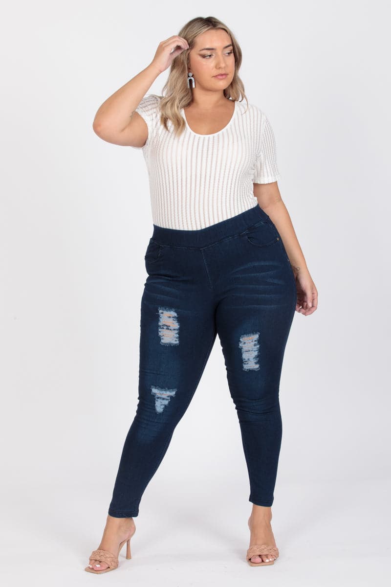 Plus Size Mid-Rise Denim Jeggings Pants - Pack of 6