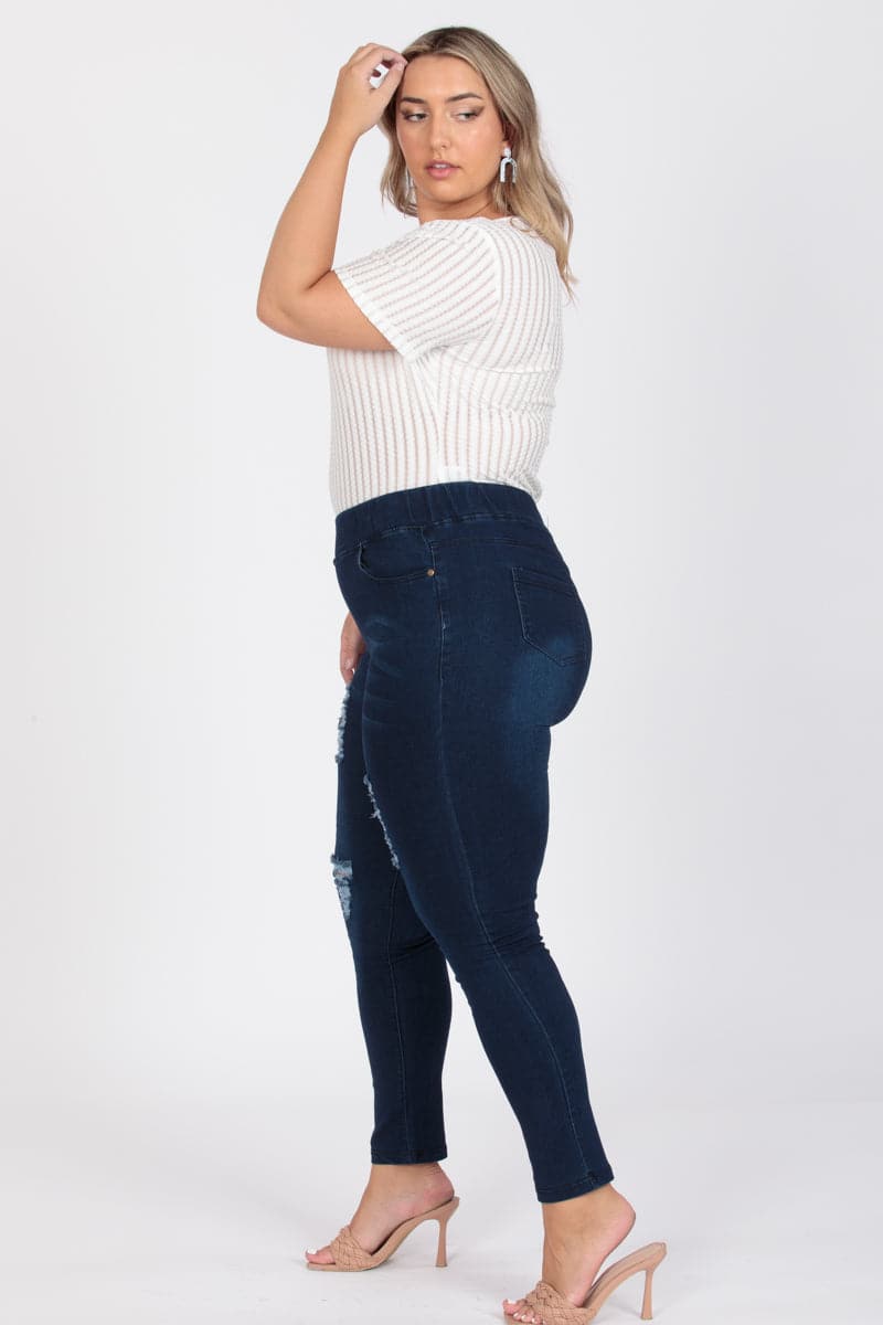 Plus Size Mid-Rise Denim Jeggings Pants - Pack of 6