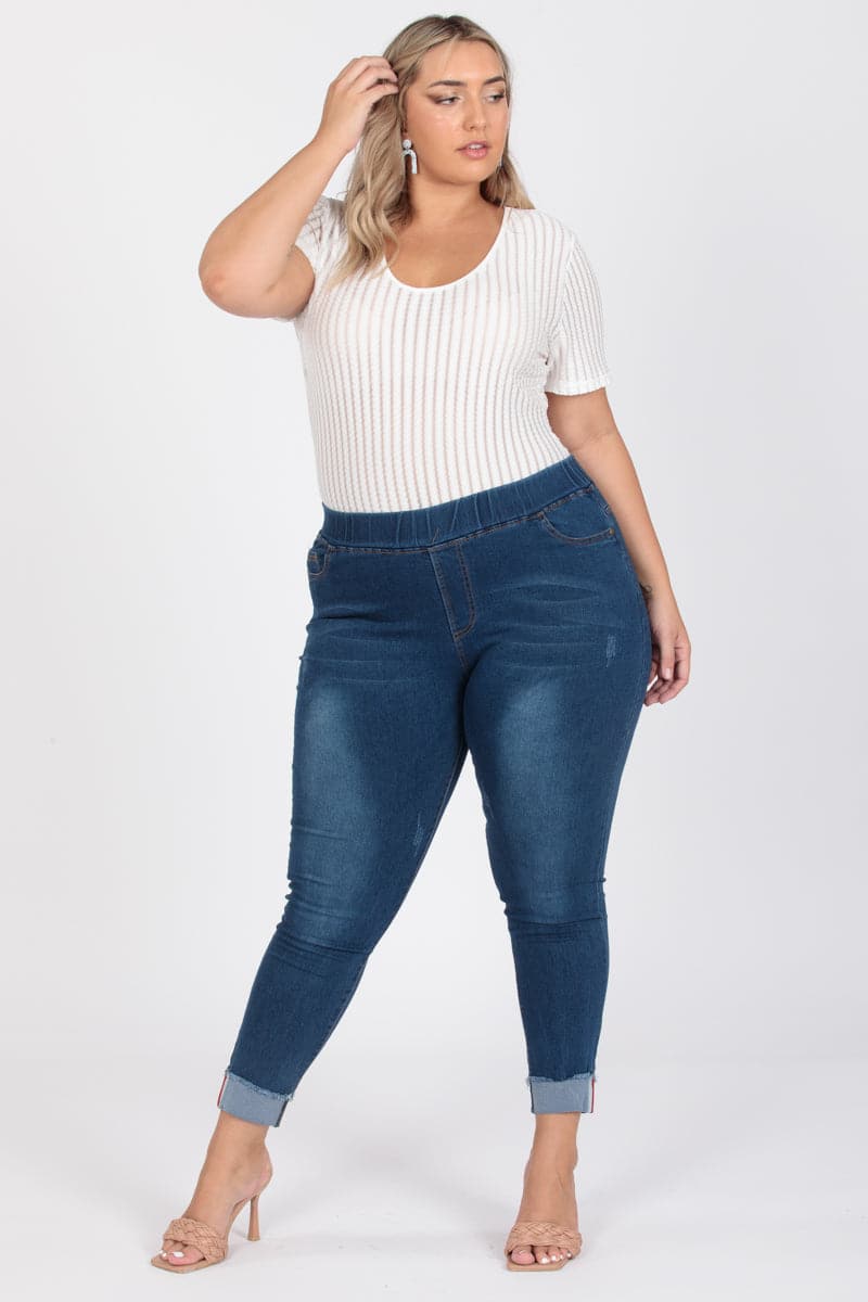 Plus Size Mid-Rise Denim Jeggings Pants - Pack of 6