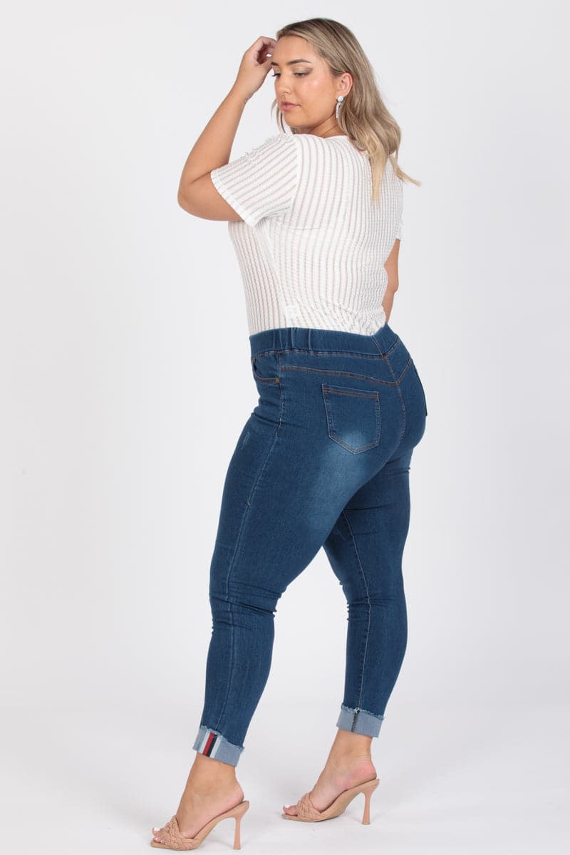 Plus Size Mid-Rise Denim Jeggings Pants - Pack of 6