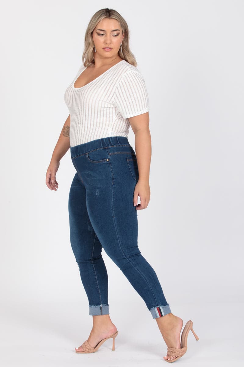 Plus Size Mid-Rise Denim Jeggings Pants - Pack of 6