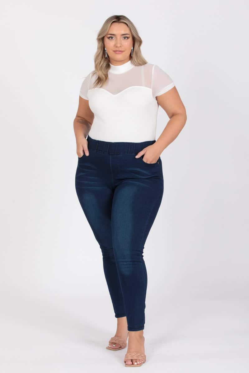 Plus Size Mid-Rise Denim Jeggings Pants - Pack of 6