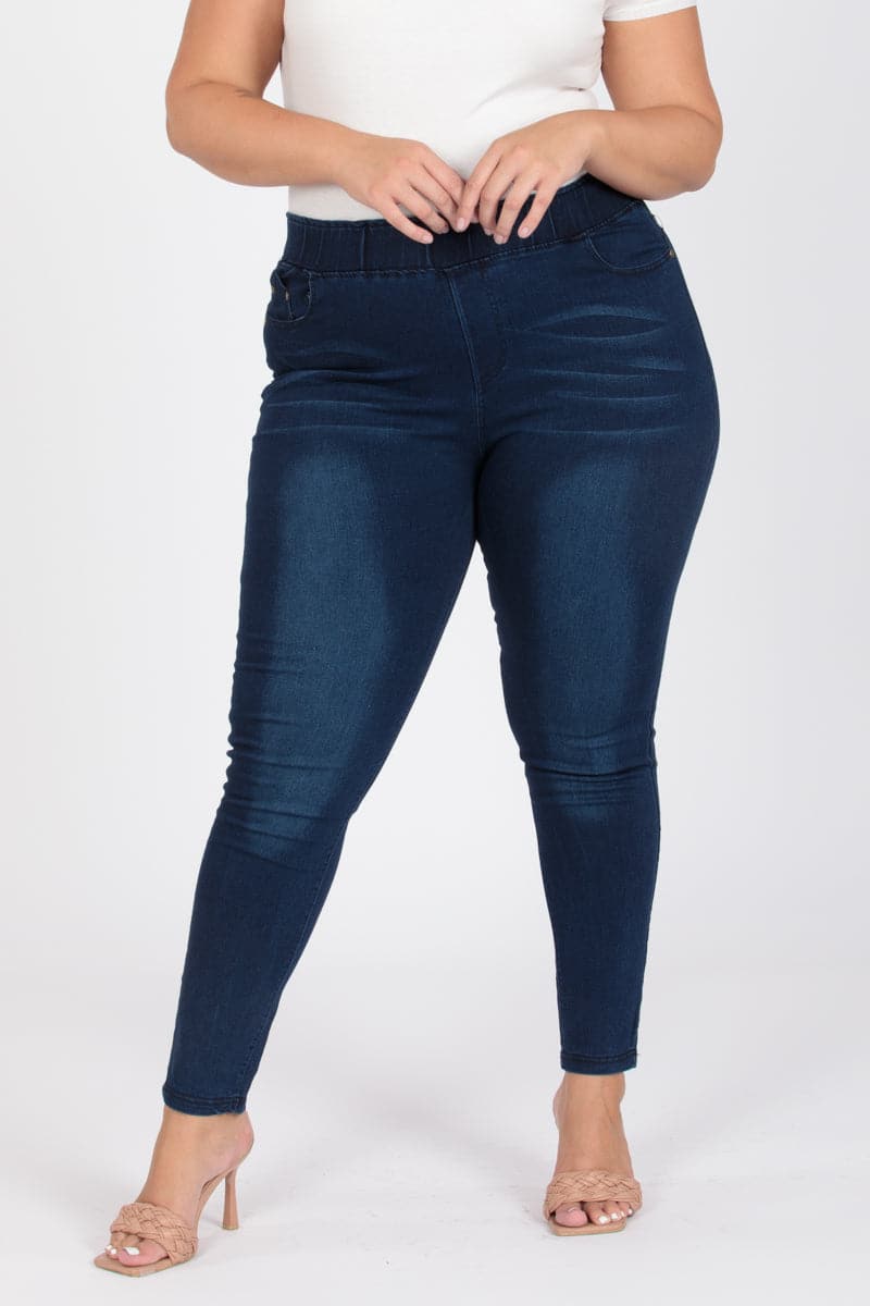 Plus Size Mid-Rise Denim Jeggings Pants - Pack of 6