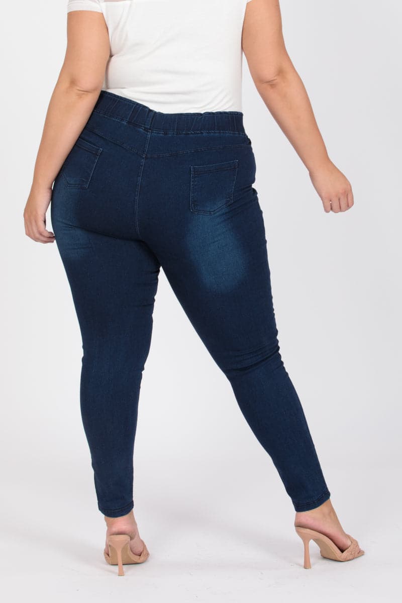 Plus Size Mid-Rise Denim Jeggings Pants - Pack of 6