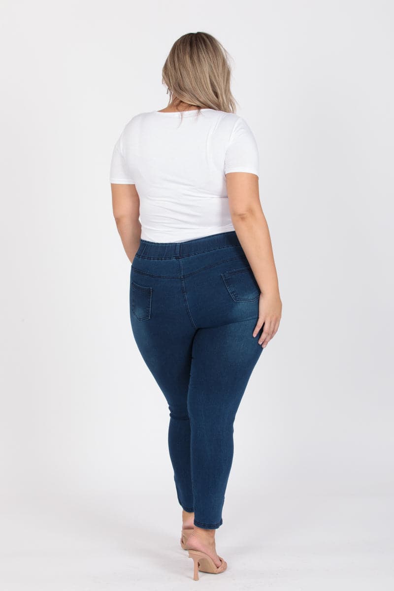 Plus Size Mid-Rise Denim Jeggings Pants - Pack of 6