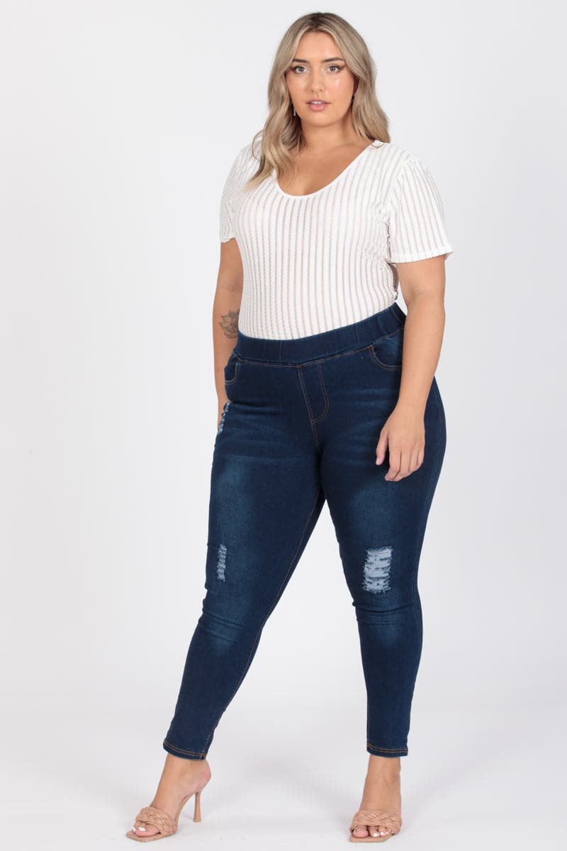 Plus Size Mid-Rise Denim Jeggings Pants - Pack of 6