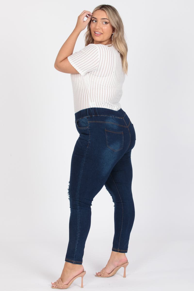 Plus Size Mid-Rise Denim Jeggings Pants - Pack of 6