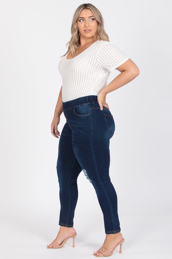 Plus Size Mid-Rise Denim Jeggings Pants - Pack of 6