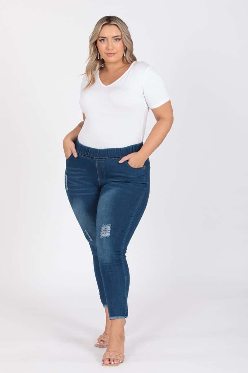 Plus Size Mid-Rise Denim Jeggings Pants - Pack of 6