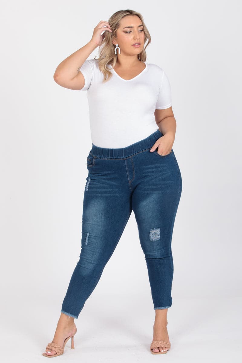 Plus Size Mid-Rise Denim Jeggings Pants - Pack of 6