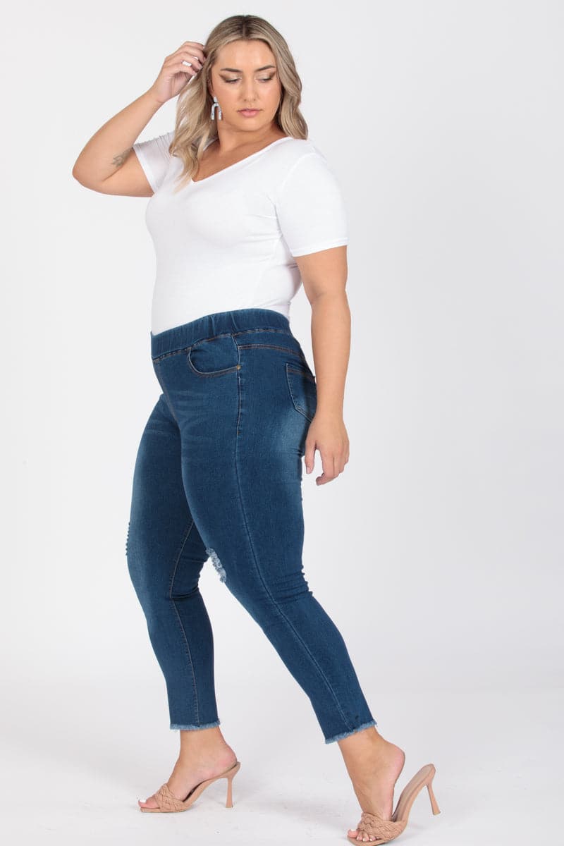 Plus Size Mid-Rise Denim Jeggings Pants - Pack of 6