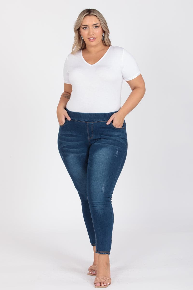 Plus Size Mid-Rise Denim Jeggings Pants - Pack of 6