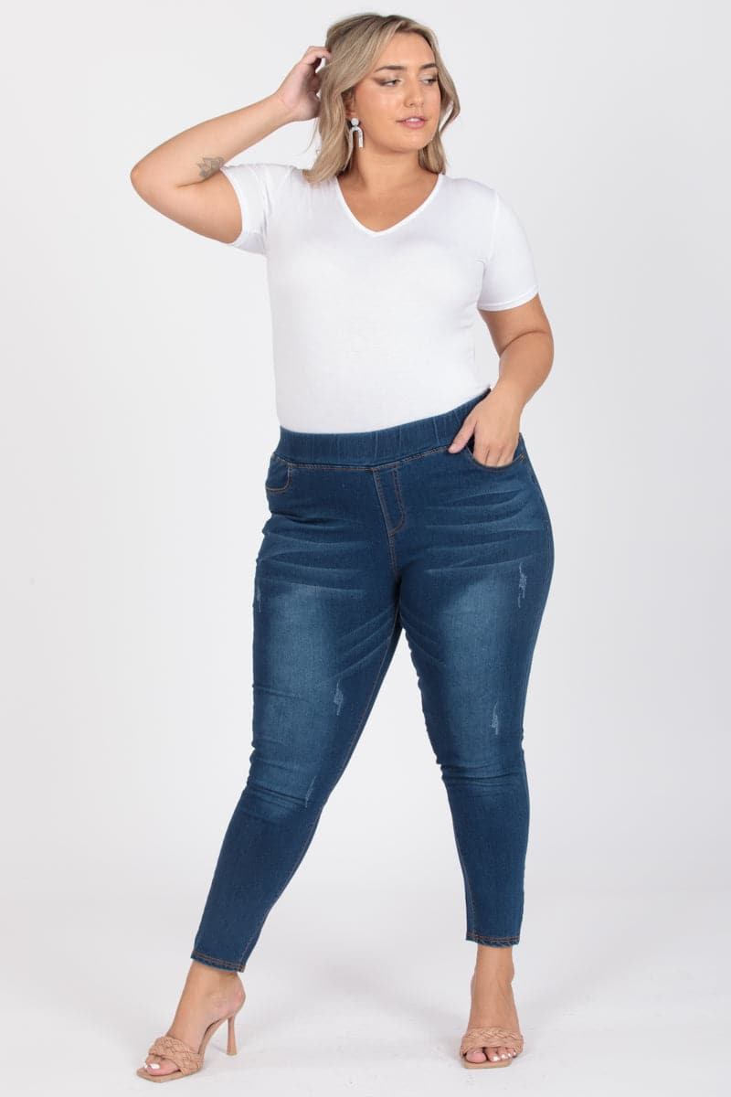 Plus Size Mid-Rise Denim Jeggings Pants - Pack of 6