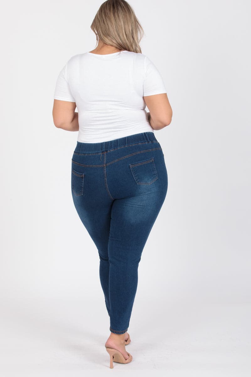 Plus Size Mid-Rise Denim Jeggings Pants - Pack of 6