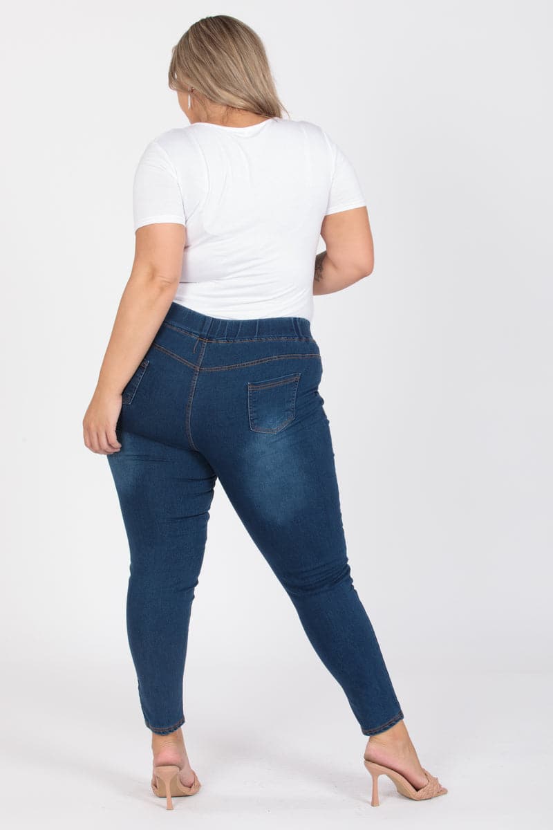 Plus Size Mid-Rise Denim Jeggings Pants - Pack of 6