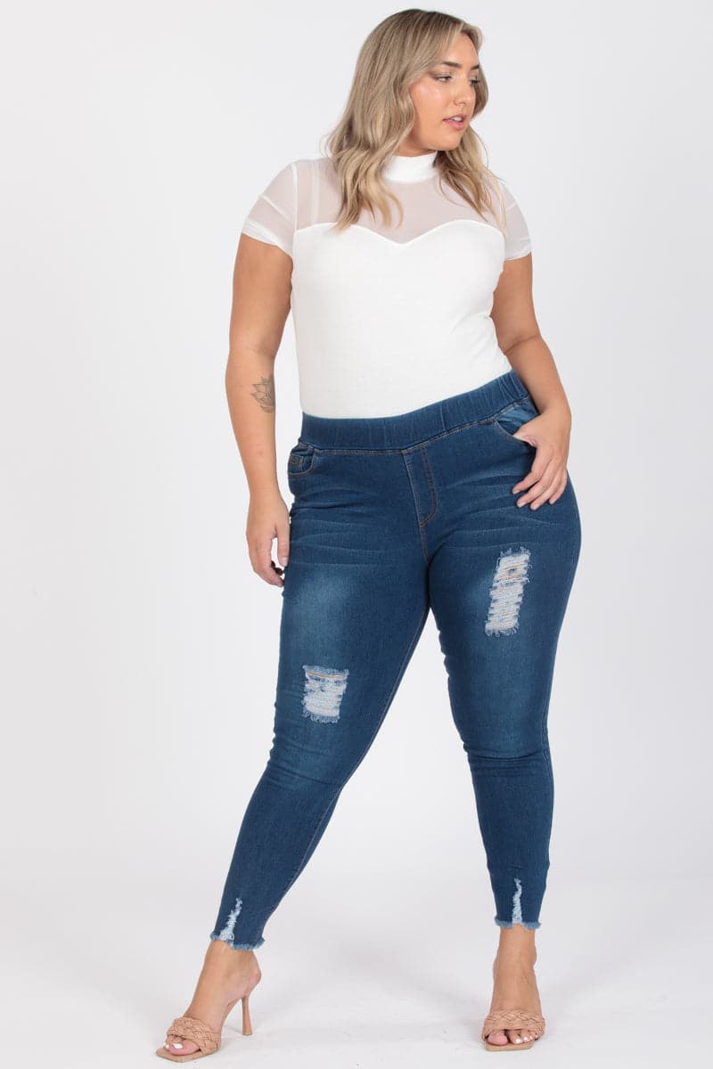 Plus Size Mid-Rise Denim Jeggings Pants - Pack of 6