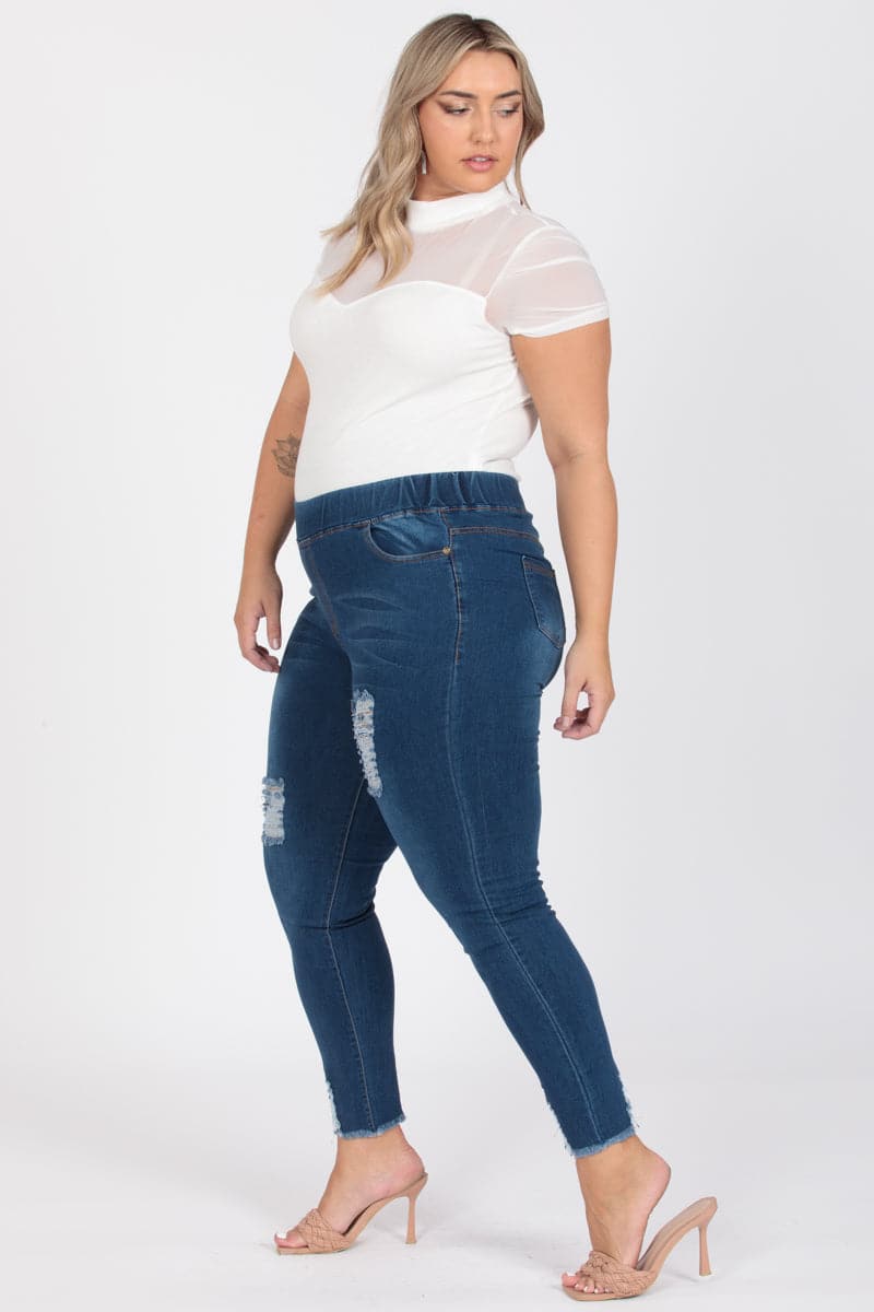 Plus Size Mid-Rise Denim Jeggings Pants - Pack of 6