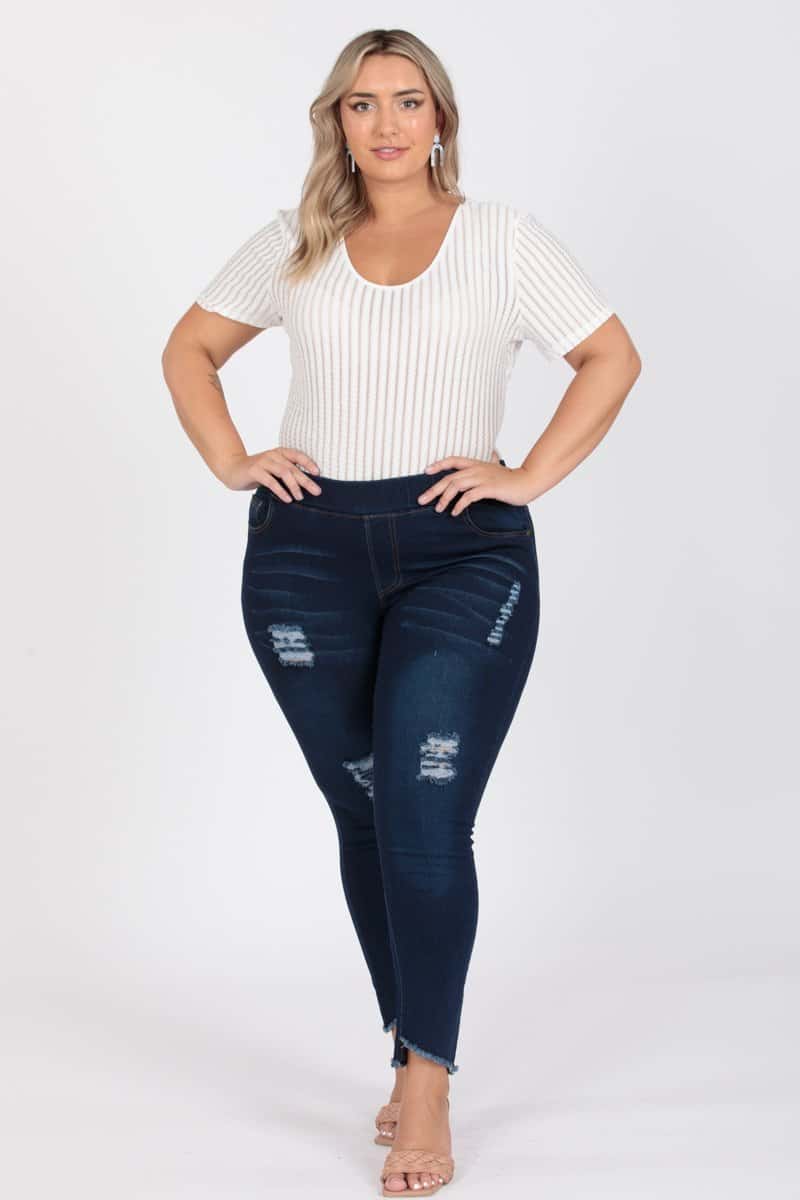 Plus Size Mid-Rise Denim Jeggings Pants - Pack of 6