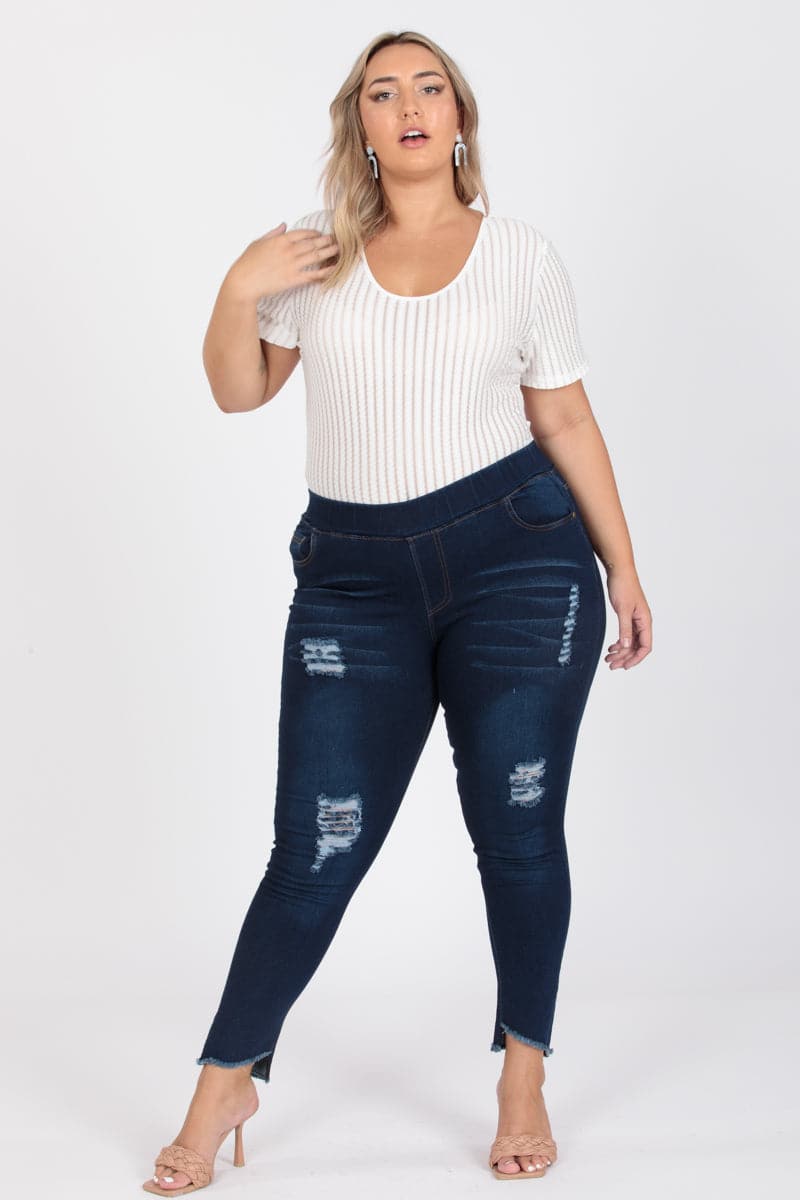 Plus Size Mid-Rise Denim Jeggings Pants - Pack of 6