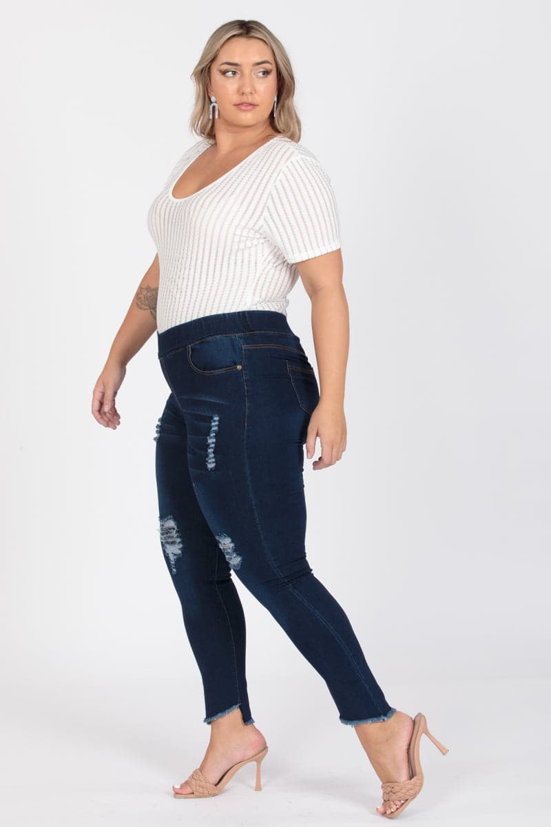 Plus Size Mid-Rise Denim Jeggings Pants - Pack of 6