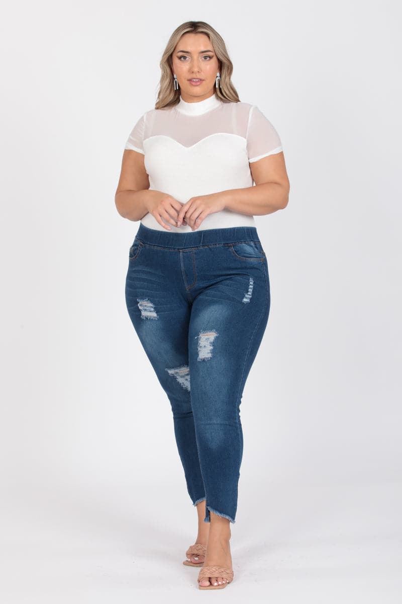 Plus Size Mid-Rise Denim Jeggings Pants - Pack of 6