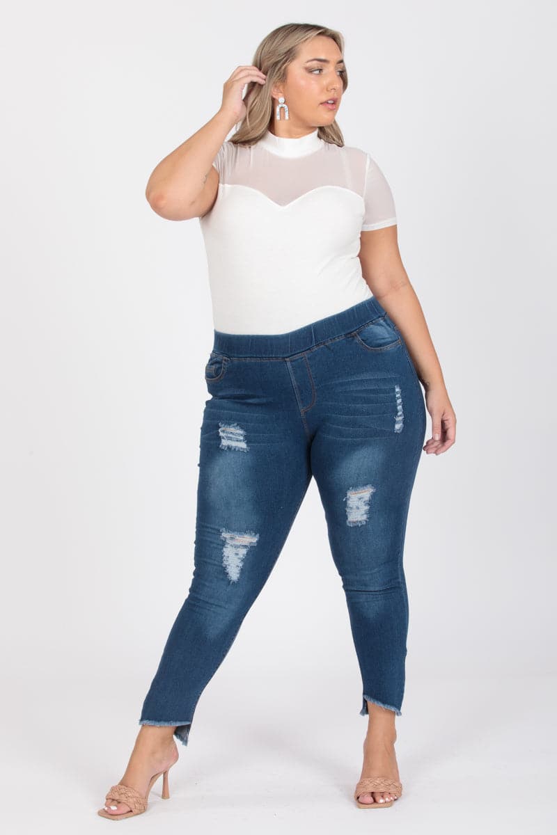 Plus Size Mid-Rise Denim Jeggings Pants - Pack of 6