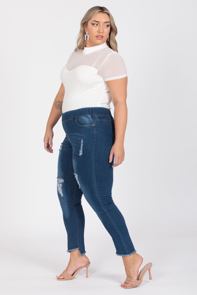 Plus Size Mid-Rise Denim Jeggings Pants - Pack of 6