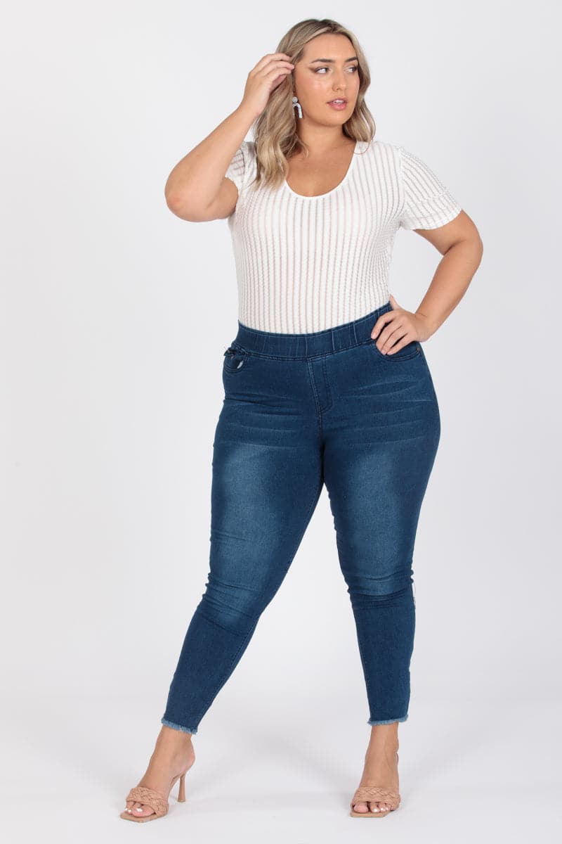 Plus Size Mid-Rise Denim Jeggings Pants - Pack of 6