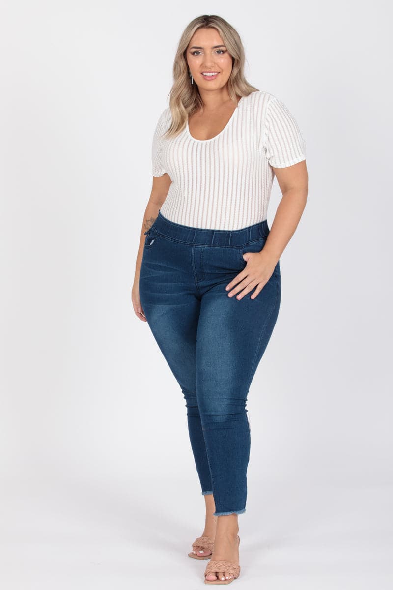 Plus Size Mid-Rise Denim Jeggings Pants - Pack of 6