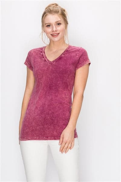 Mineral Washed Tee Burgundy - Pack of 6