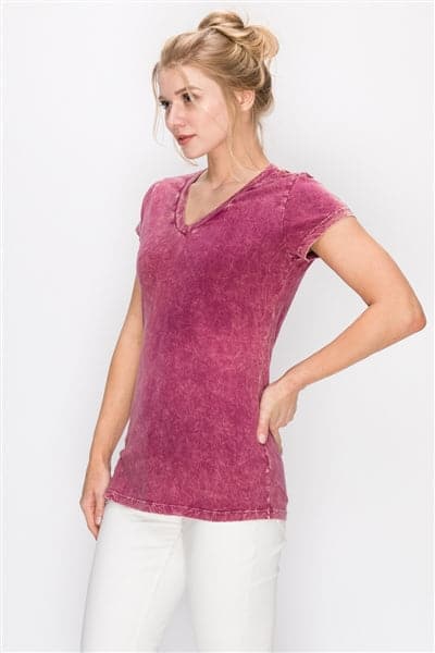 Mineral Washed Tee Burgundy - Pack of 6