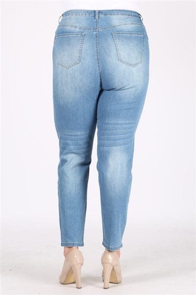 Plus Size Mid-Rise Distressed Denim Jeans - Pack of 6