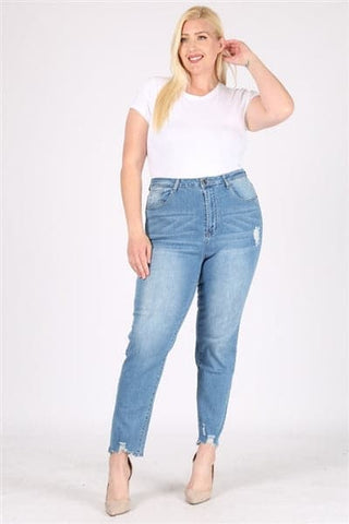 Plus Size High Waist Ripped Skinny Jeans - Pack of 6