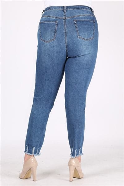 Plus Size Mid-Rise Distressed Denim Jeans - Pack of 6