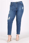 Plus Size Mid-Rise Distressed Denim Jeans - Pack of 6