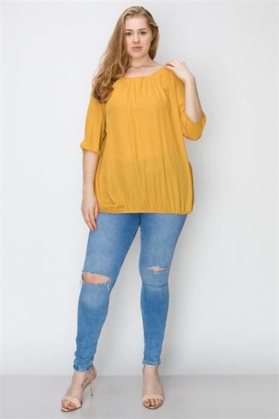 Wool Dobby Plus Pleated Top Mustard - Pack of 6