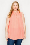 Plus Size Wool-Dobby Sleeveless Top Coral - Pack of 6