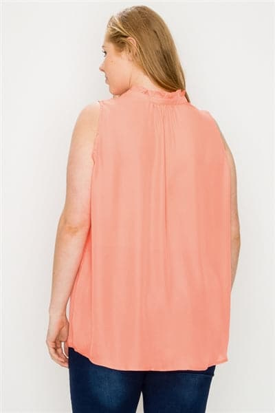 Plus Size Wool-Dobby Sleeveless Top Coral - Pack of 6