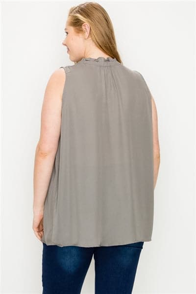 Plus size Wool-Dobby Sleeveless Top Grey - Pack of 6