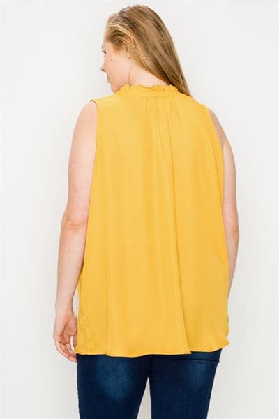 Plus size Wool-Dobby Sleeveless Top Mustard  - Pack of 6