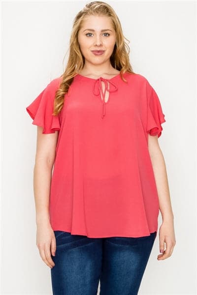 Plus Size Koshibo Key-Hole Top Coral - Pack of 6