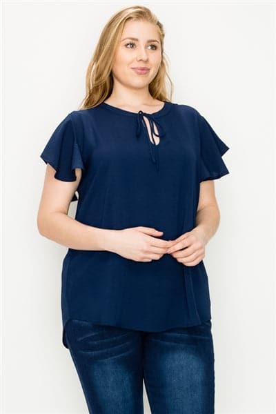 Plus Size Koshibo Key-Hole Top Navy - Pack of 6