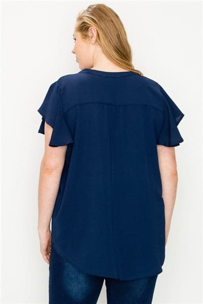 Plus Size Koshibo Key-Hole Top Navy - Pack of 6